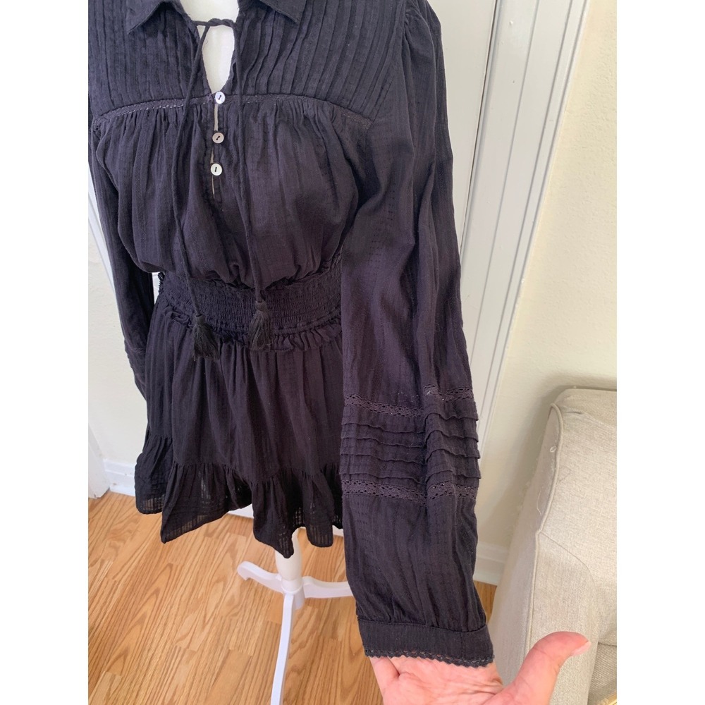 Cleobella Farlow Long Sleeve Organic Cotton Black Minidress CBK Cocktails / SZ S - Picture 10 of 16